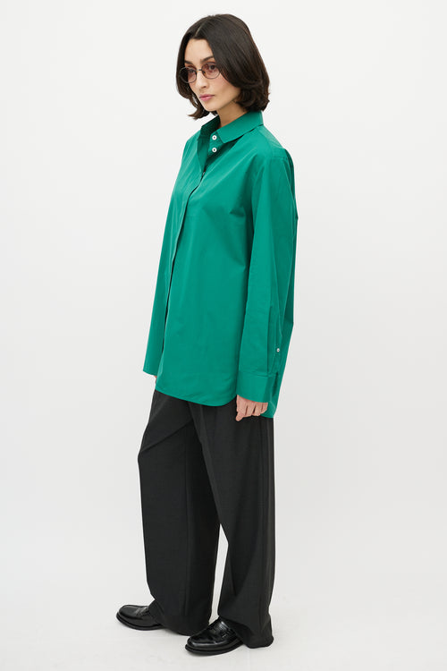 The Row Green Cotton Big Sisea Button Up