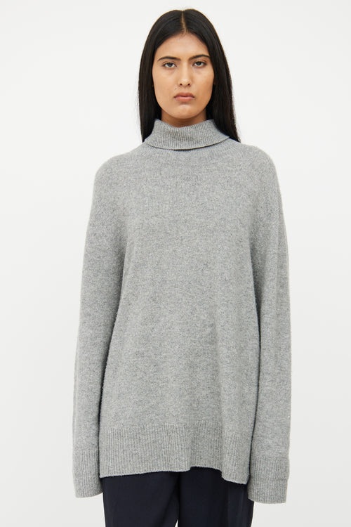 The Row Grey Cashmere Knit Turtleneck