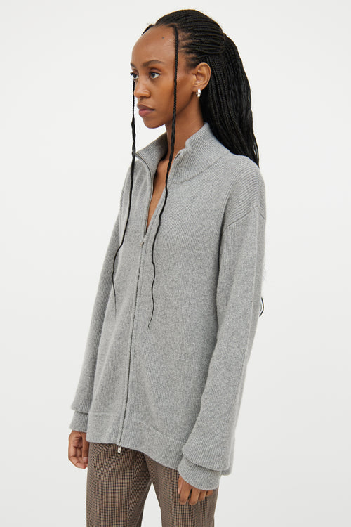 The Row Grey Zip Cashmere Sweater