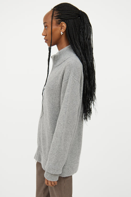 The Row Grey Zip Cashmere Sweater