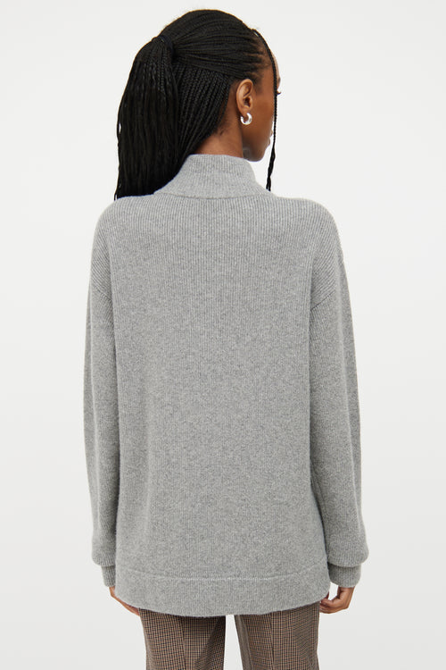 The Row Grey Zip Cashmere Sweater