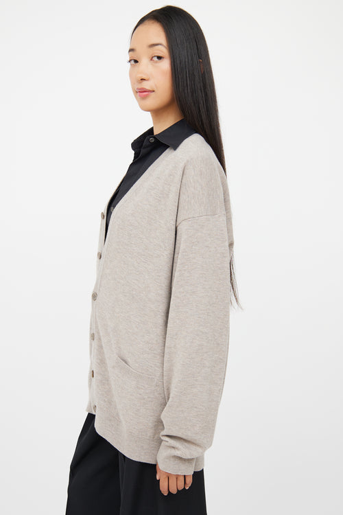 The Row Grey Wool Blend Button Cardigan