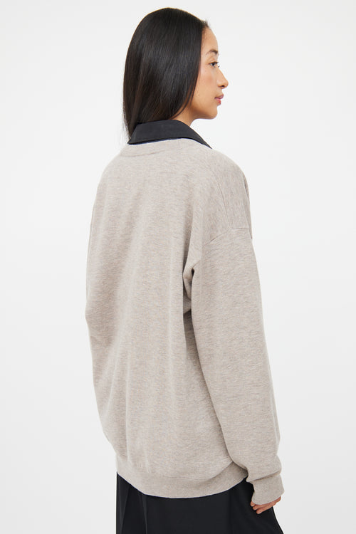 The Row Grey Wool Blend Button Cardigan