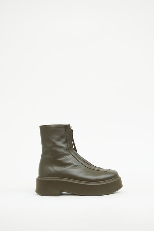 The Row Kaki Zip Ankle Boot