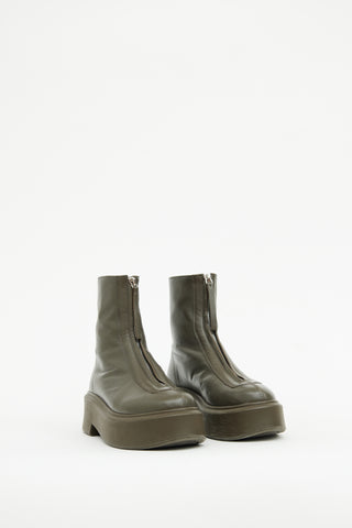 The Row Kaki Zip Ankle Boot