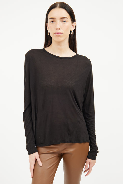 The Row Black Long Sleeve Top