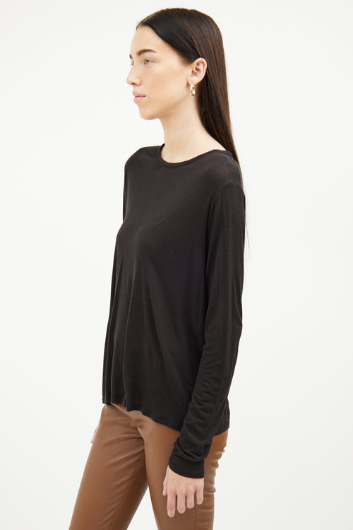 The Row Black Long Sleeve Top