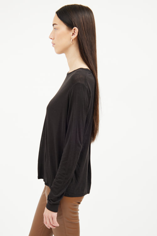 The Row Black Long Sleeve Top