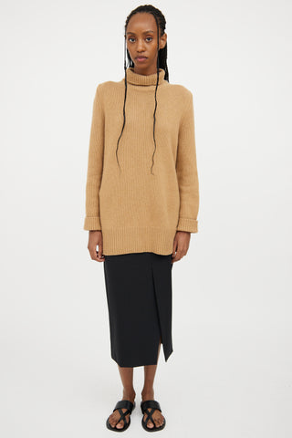 The Row Brown Cashmere Highneck Sweater