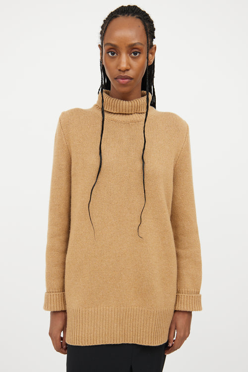 The Row Brown Cashmere Highneck Sweater