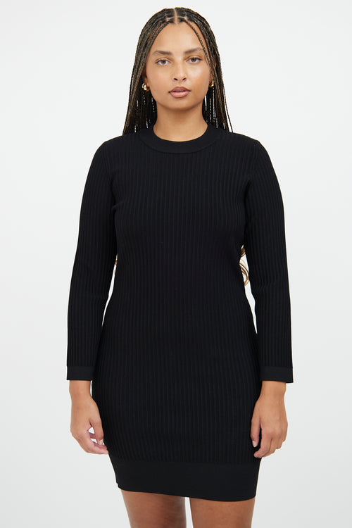 Black Longsleeve Ribbed Dress