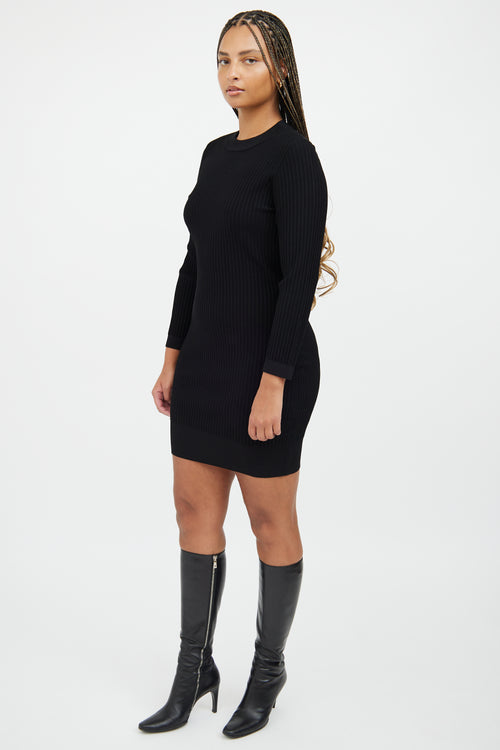 Black Longsleeve Ribbed Dress