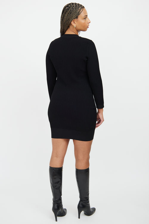 Black Longsleeve Ribbed Dress