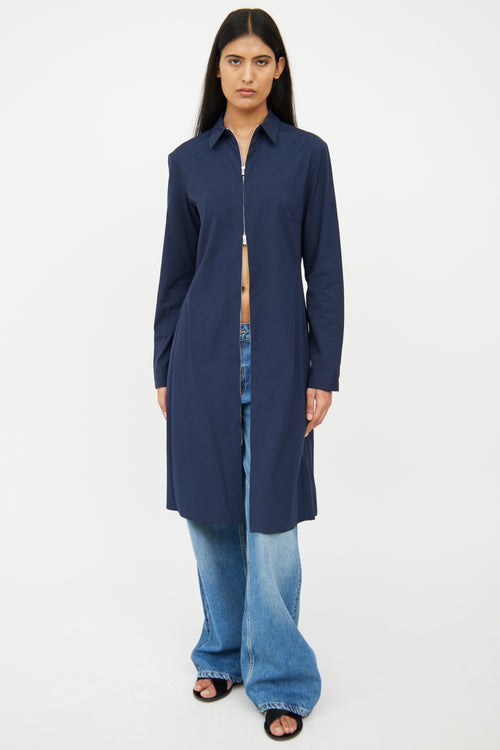 The Row Navy Shirt Coat