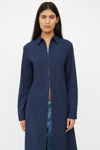 The Row Navy Shirt Coat