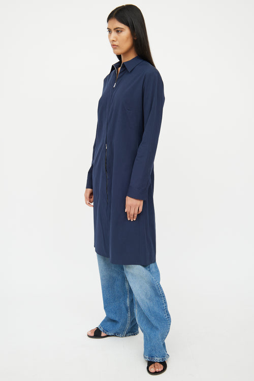 The Row Navy Shirt Coat