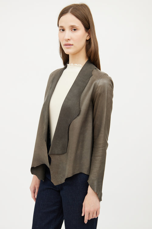 The Row Grey Lambskin Leather Open Jacket