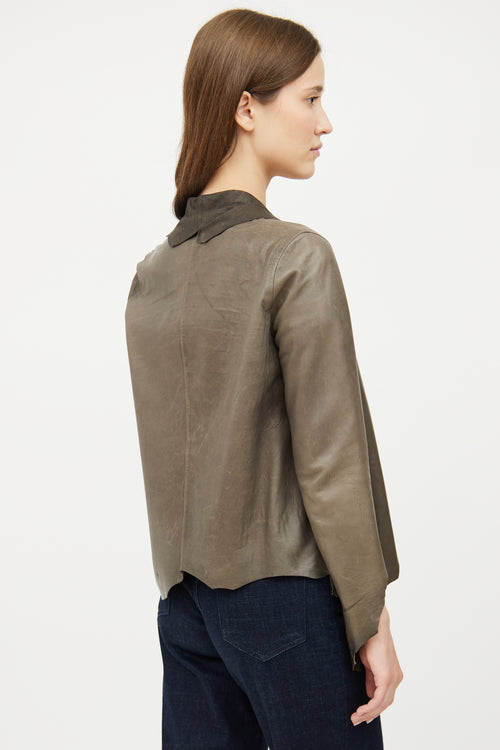 The Row Grey Lambskin Leather Open Jacket