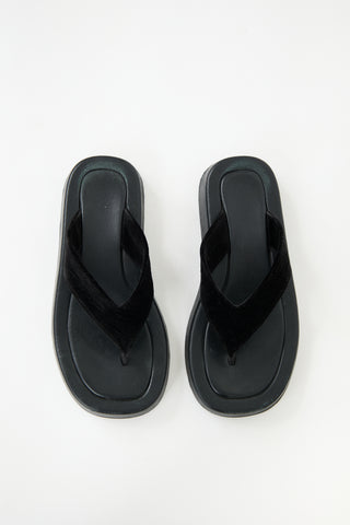 The Row Leather 
Velvet Ginza Sandal