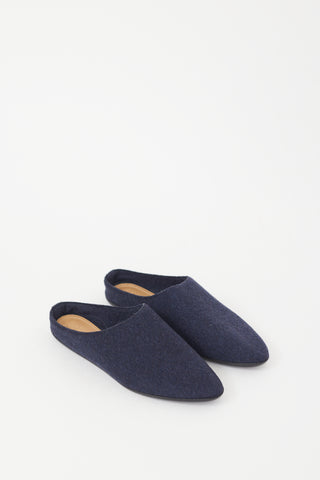 The Row Navy Cashmere Bea Slipper Flat