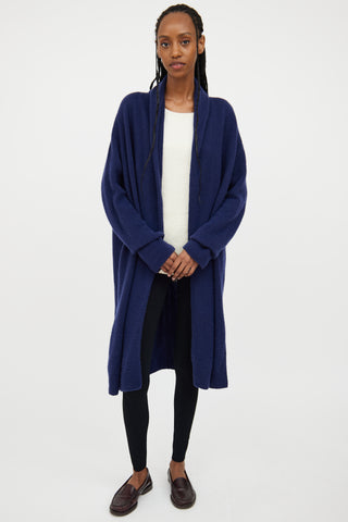 The Row Navy Cashmere 
Silk Open Cardigan