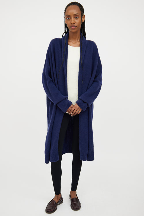 The Row Navy Cashmere 
Silk Open Cardigan