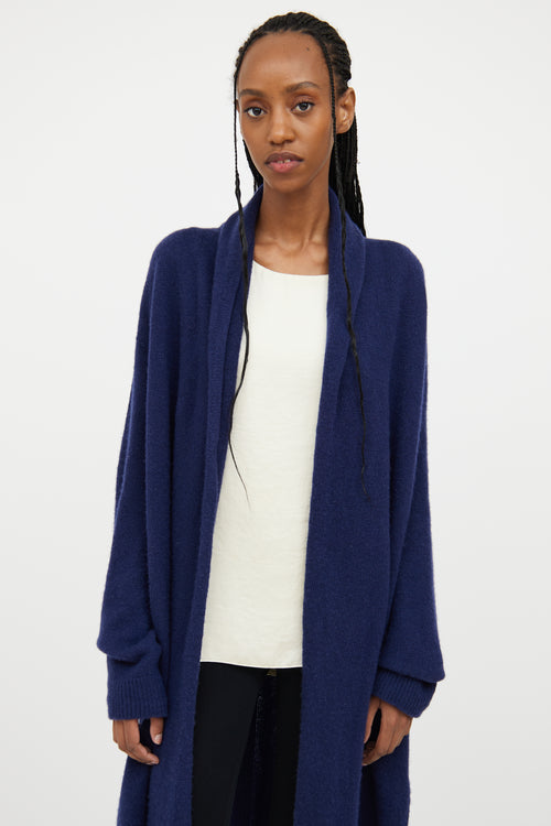 The Row Navy Cashmere 
Silk Open Cardigan