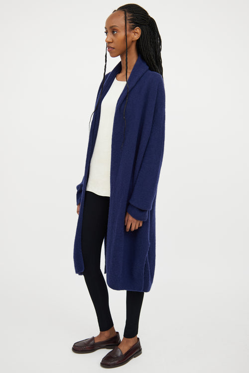 The Row Navy Cashmere 
Silk Open Cardigan