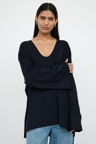 The RowBlack Ribbed Long Sleeve Tunic Top