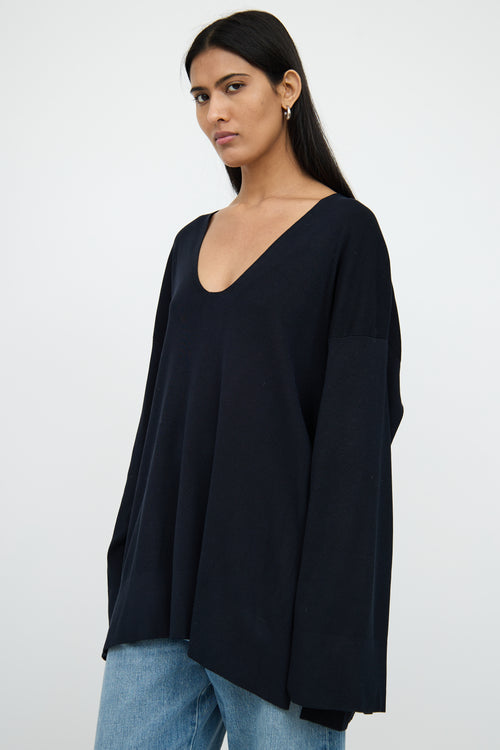 The RowBlack Ribbed Long Sleeve Tunic Top