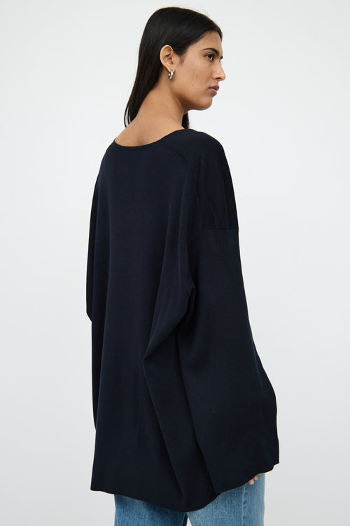 The RowBlack Ribbed Long Sleeve Tunic Top