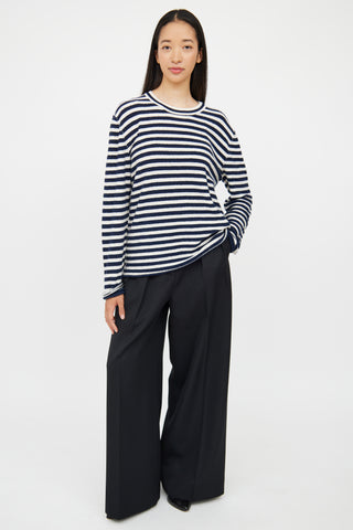 The Row Navy Cream Stripe Knit Sweater