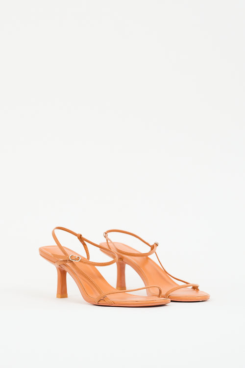 The Row Orange Leather Bare Sandal