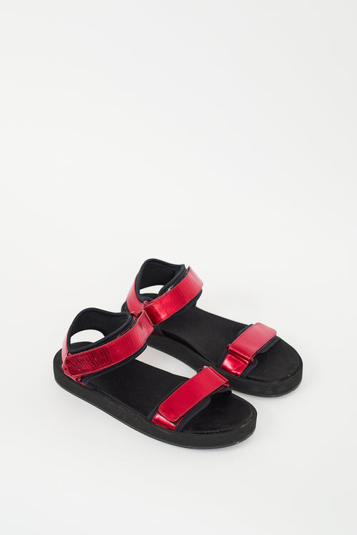 The Row Red Metallic Hook 
Loop Sandal