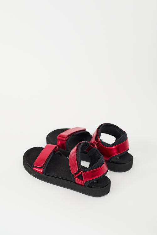 The Row Red Metallic Hook 
Loop Sandal