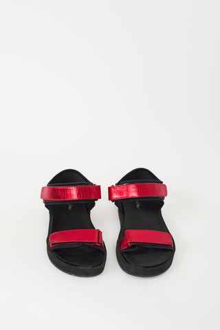 The Row Red Metallic Hook 
Loop Sandal