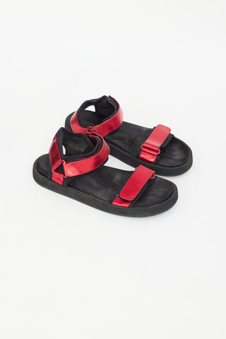 The Row Red Metallic Hook-And-Loop Sandal