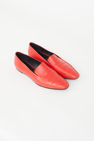 The Row Red Leather Minimal Loafer