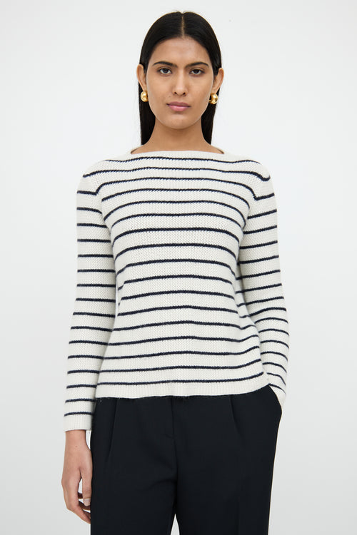 The RowWhite 
Navy Cashmere Silk Knit Top