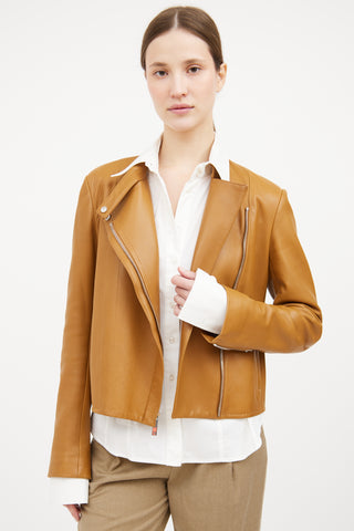 Brown Leather Zip Jacket