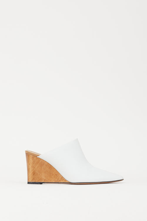 The Row White 
Brown Leather Nala Mule