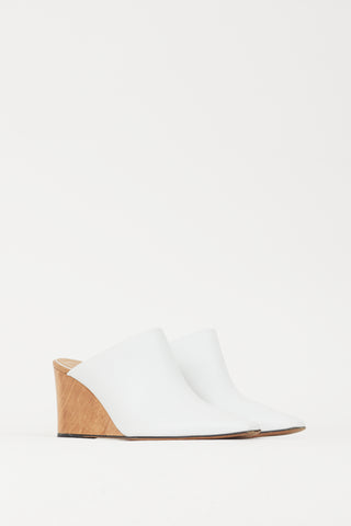 The Row White 
Brown Leather Nala Mule