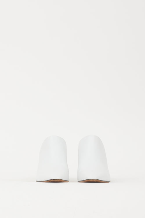 The Row White 
Brown Leather Nala Mule