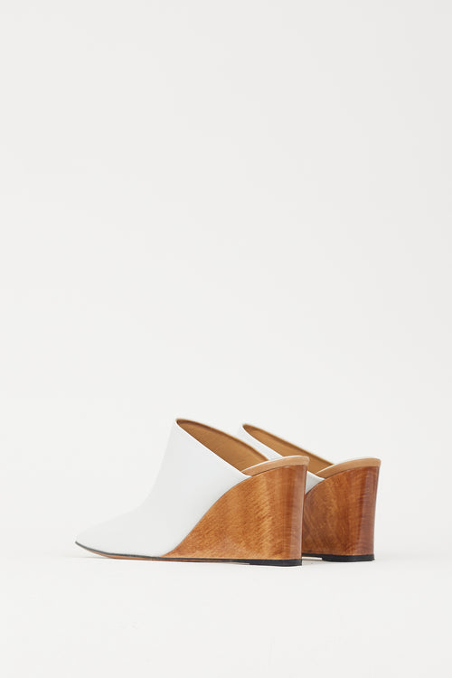 The Row White 
Brown Leather Nala Mule