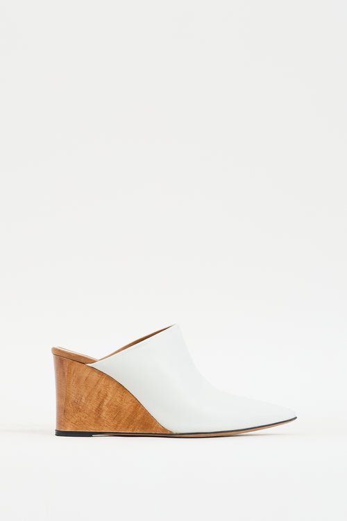 The Row White 
Brown Leather Nala Mule