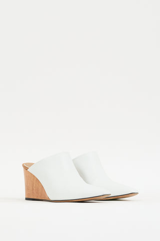 The Row White 
Brown Leather Nala Mule