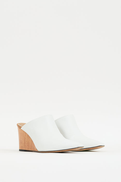 The Row White 
Brown Leather Nala Mule