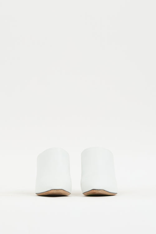 The Row White 
Brown Leather Nala Mule