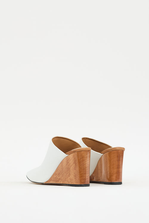 The Row White 
Brown Leather Nala Mule