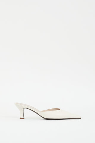 The Row Cream Leather Pointed Cybil Mule